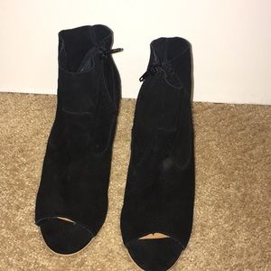Peep toe black booties